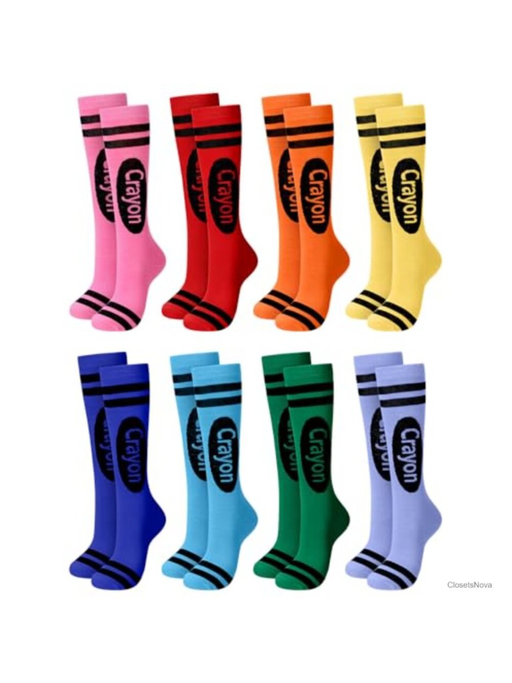 Crayon Themed Cotton Thigh High Novelty Socks Halloween